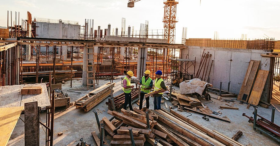 Construction workers on site