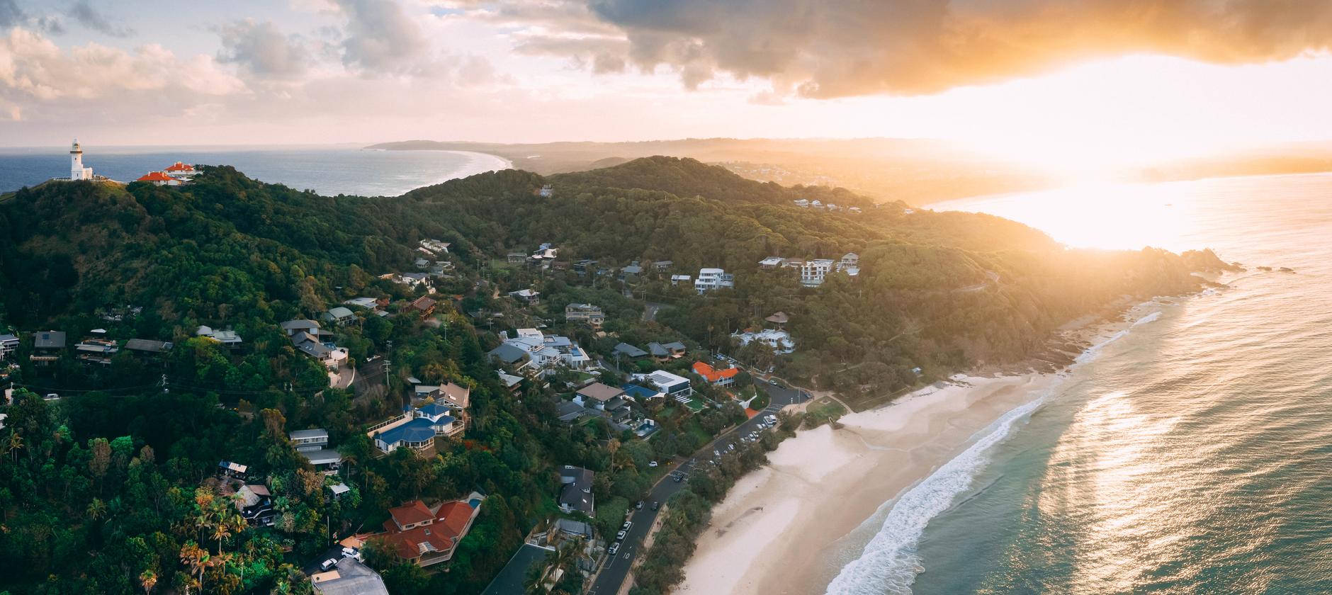Byron Bay coastline aerial
