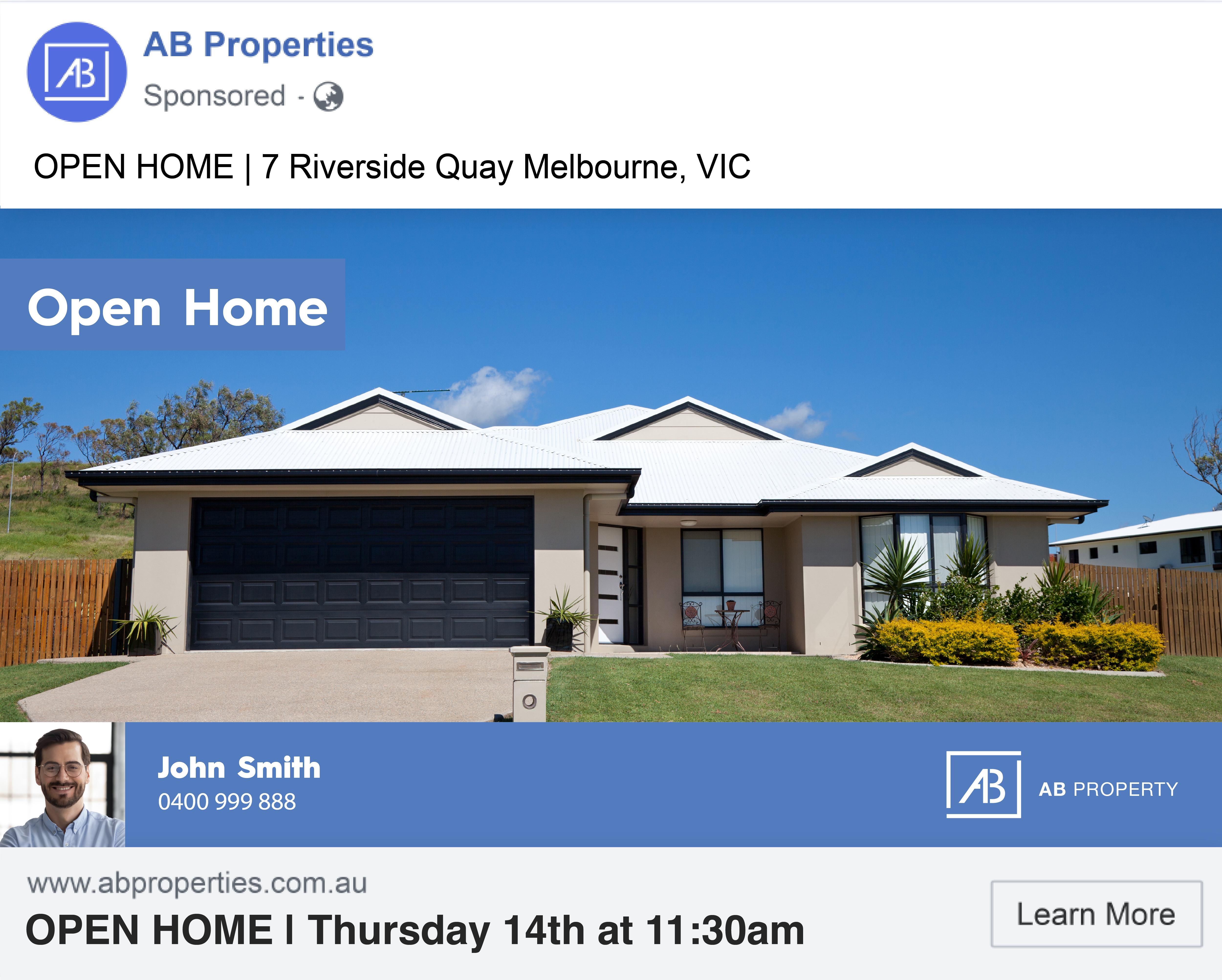 Example of an Open Home digital ad on Facebook